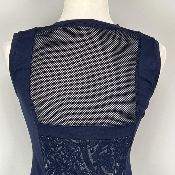 BCBGMaxAzria Dayln Womens Sleeveless Mini Dress Navy Blue Lace Mesh size XXS - Picture 6 of 13